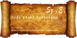 Széplaki Eufrozina névjegykártya